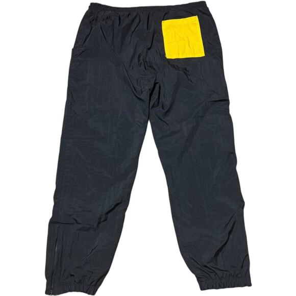 Lined Wind Suit Pants Vintage 80s Nylon Black Neon Pink Purple Yellow Small - Picture 4 of 4